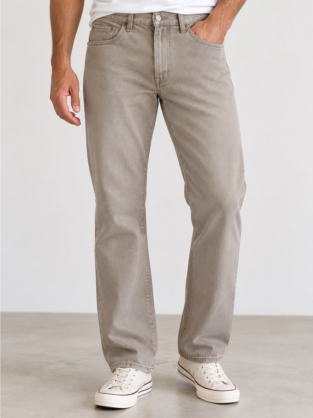 Lucky Brand Dungarees Classic Fit Long Jeans Taupe Beige Size 34 100% Cotton